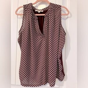 Ann Taylor Loft Blouse Womens Size L Burgundy Sleeveless Shirt Top Chiffon Knit